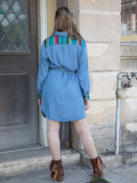 Light Wash Denim + Serape Dress