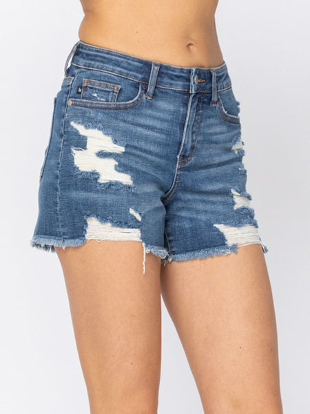 Mid Rise Destroyed Wash Cut Off Shorts